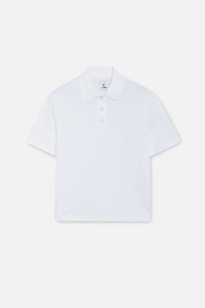 Scuffers Openwork White Polo